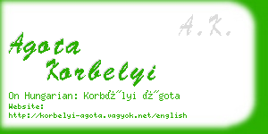 agota korbelyi business card